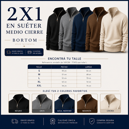 2x1 Suéter medio cierre | Bortom