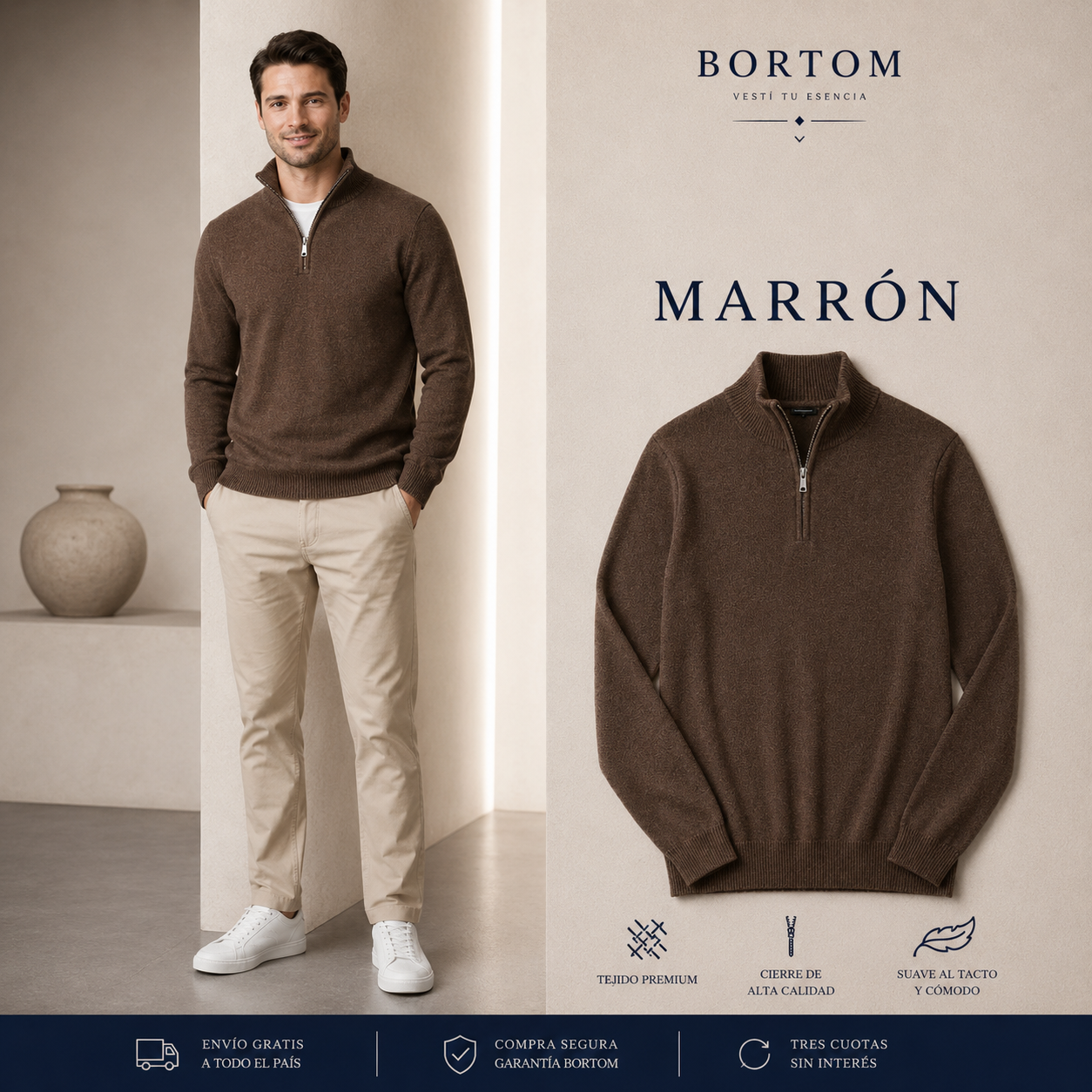 2x1 Suéter medio cierre | Bortom