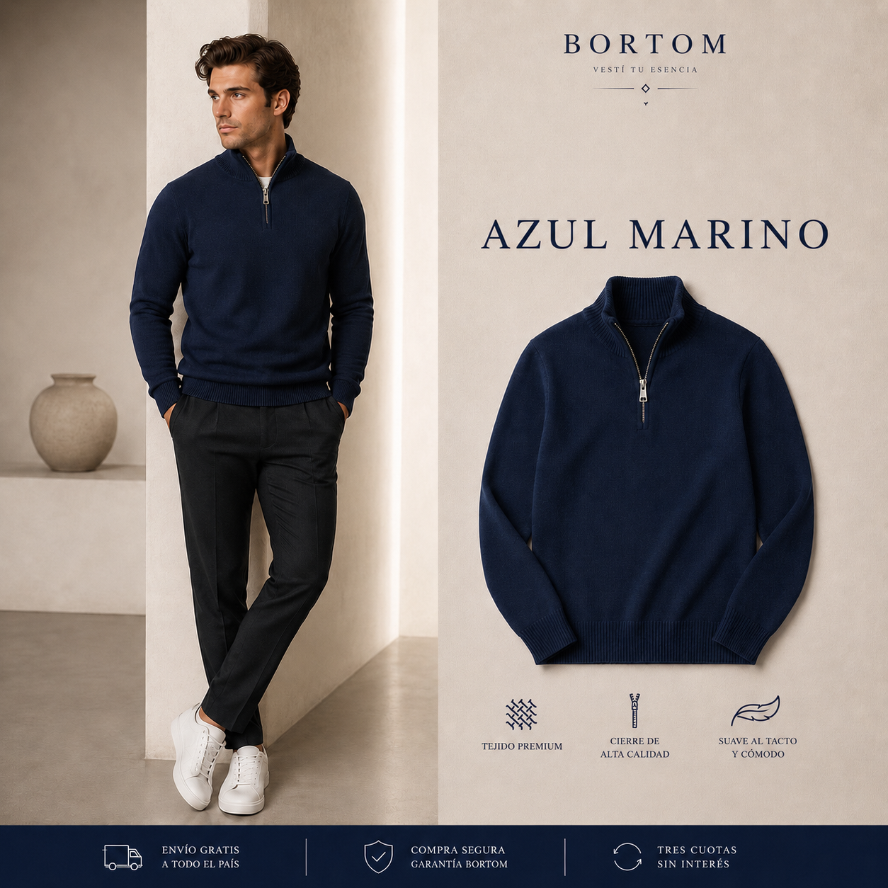2x1 Suéter medio cierre | Bortom