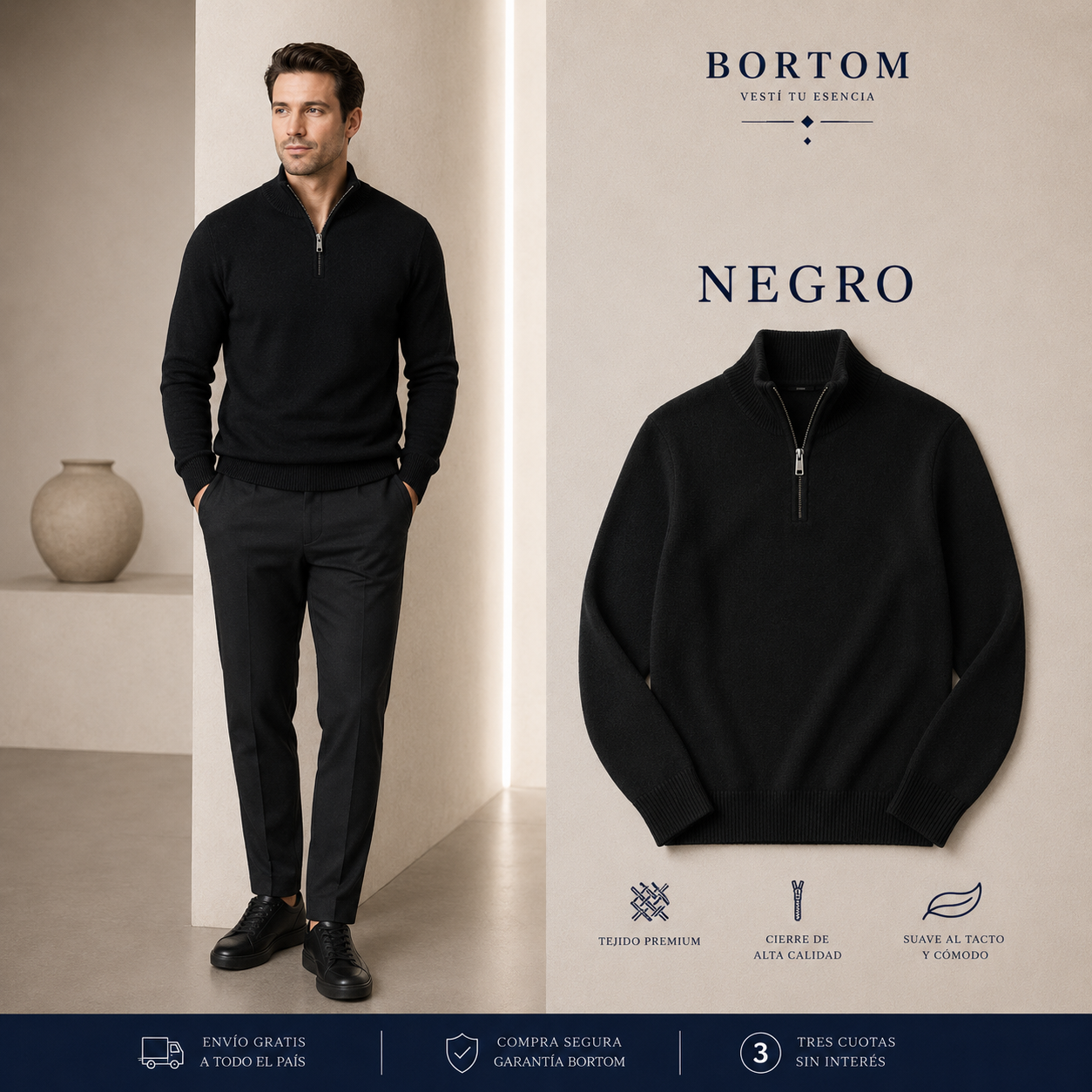 2x1 Suéter medio cierre | Bortom