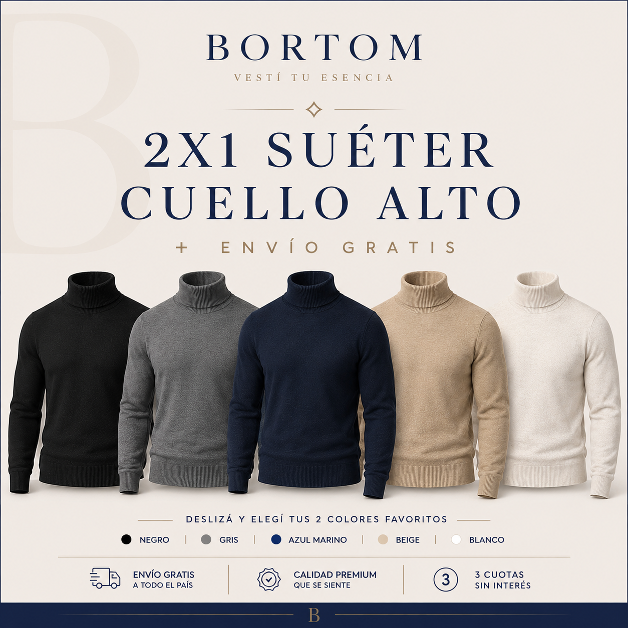 2x1 Suéter cuello alto | Bortom