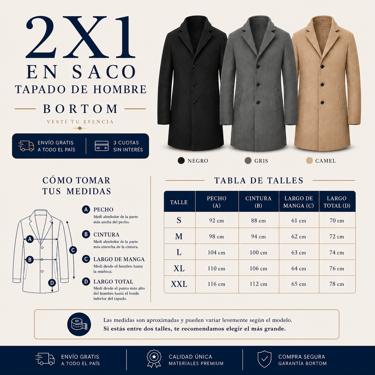 2x1 Saco masculino | Bortom