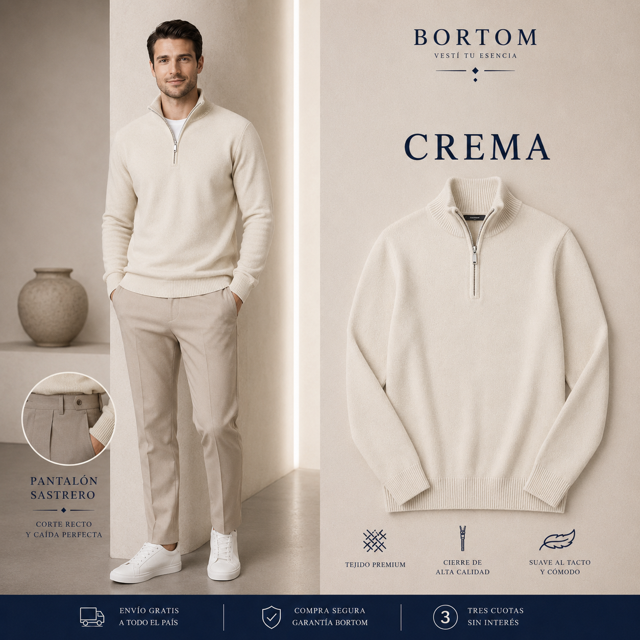 2x1 Suéter medio cierre | Bortom